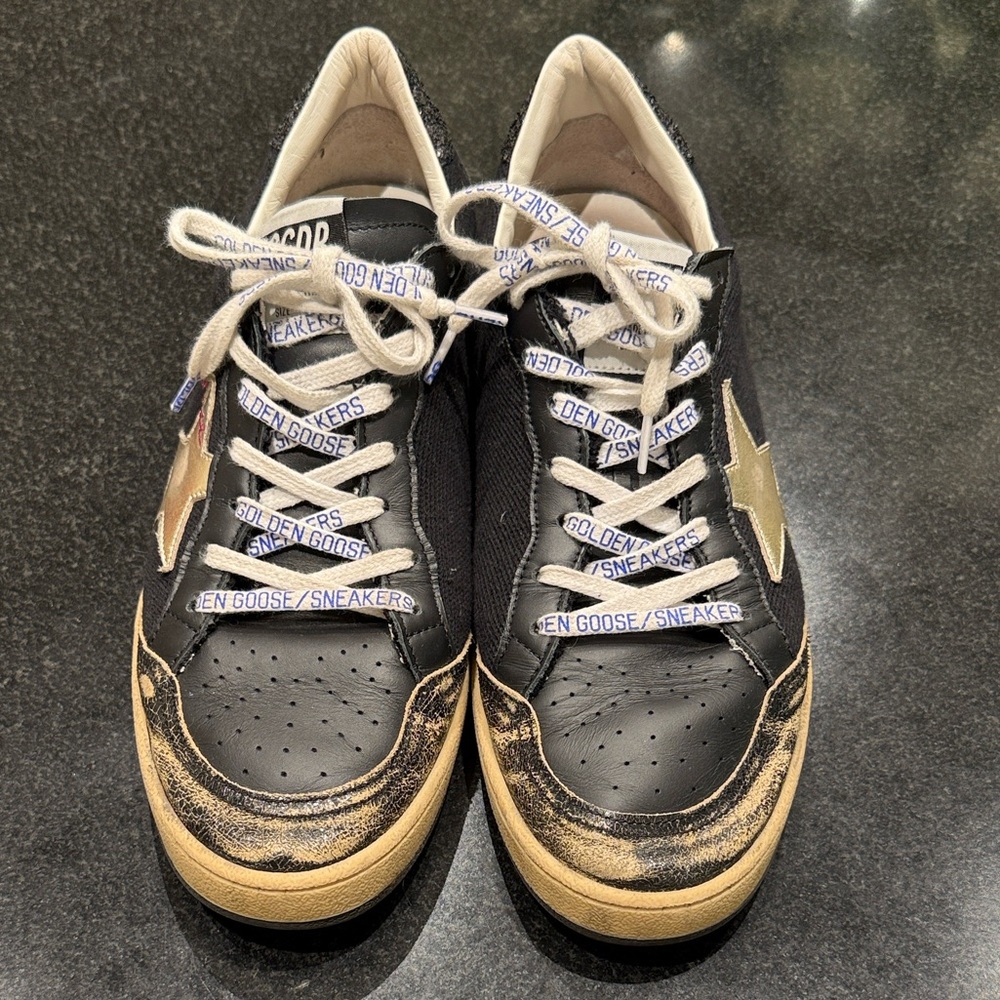 Black and Gold Star Sneakers